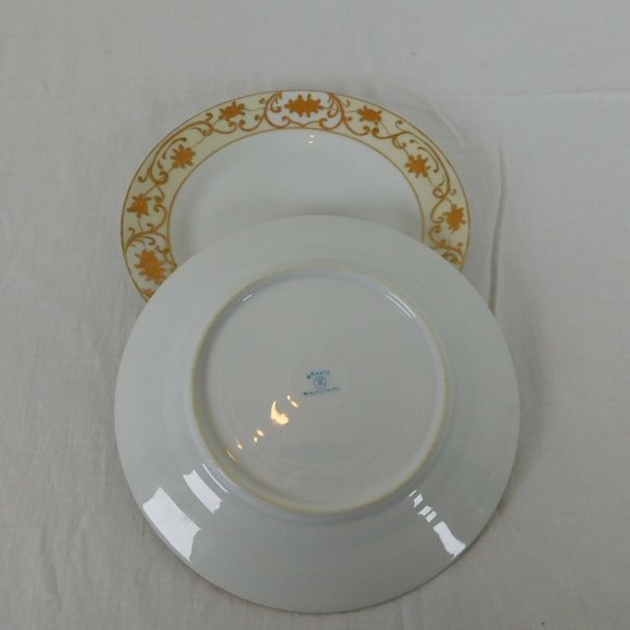 Lot 2 Antique Nippon Spoke Mark Hand Paint Bread Butter Plate Gold White Yellow - Picture 10 of 10
